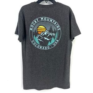 Rocky Mountains Colorado Souvenir Mountain Scene T-Shirt Mens Size Small Gray